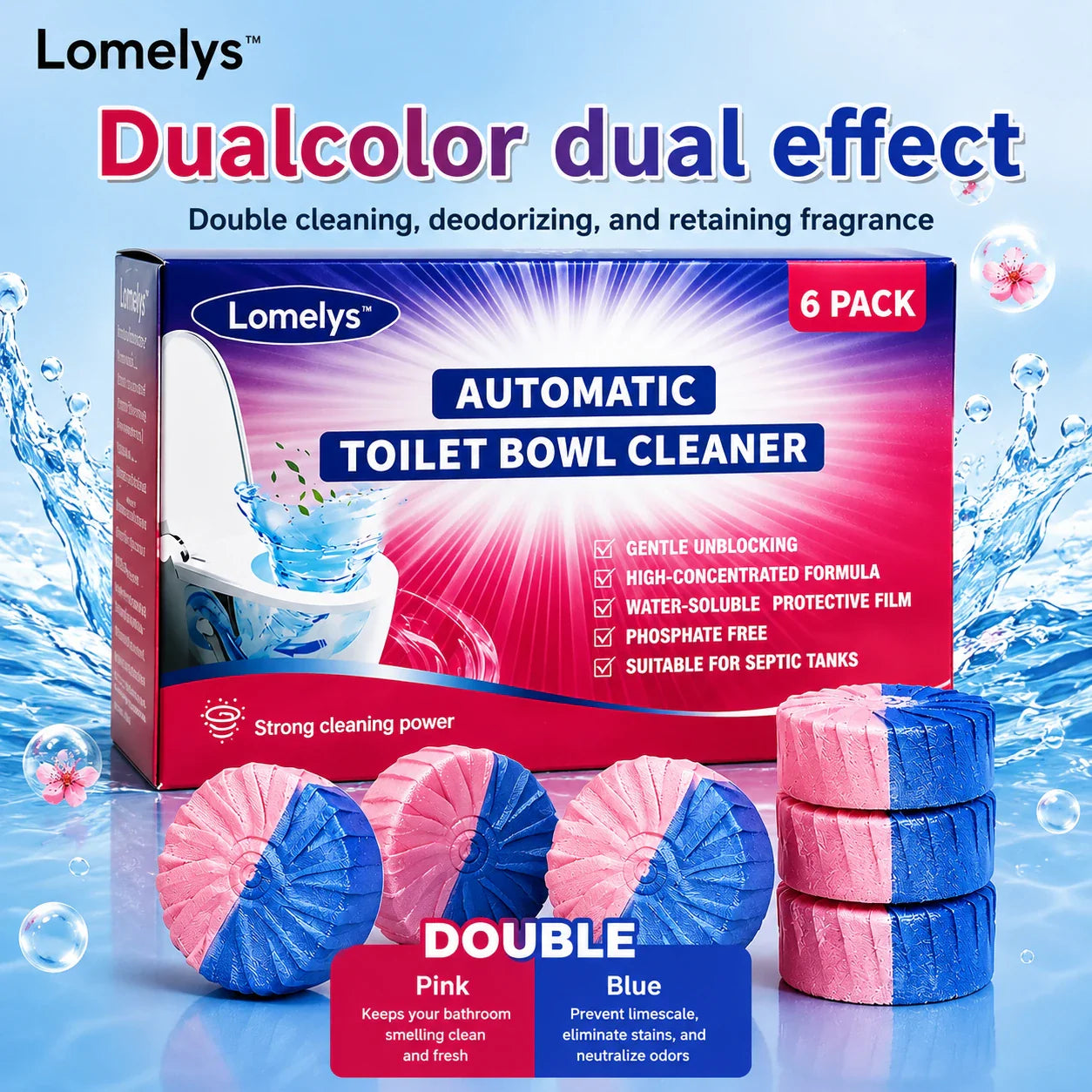 Dual-Color Toilet Bowl Cleaner - 2-in-1 Clean & Deodorize