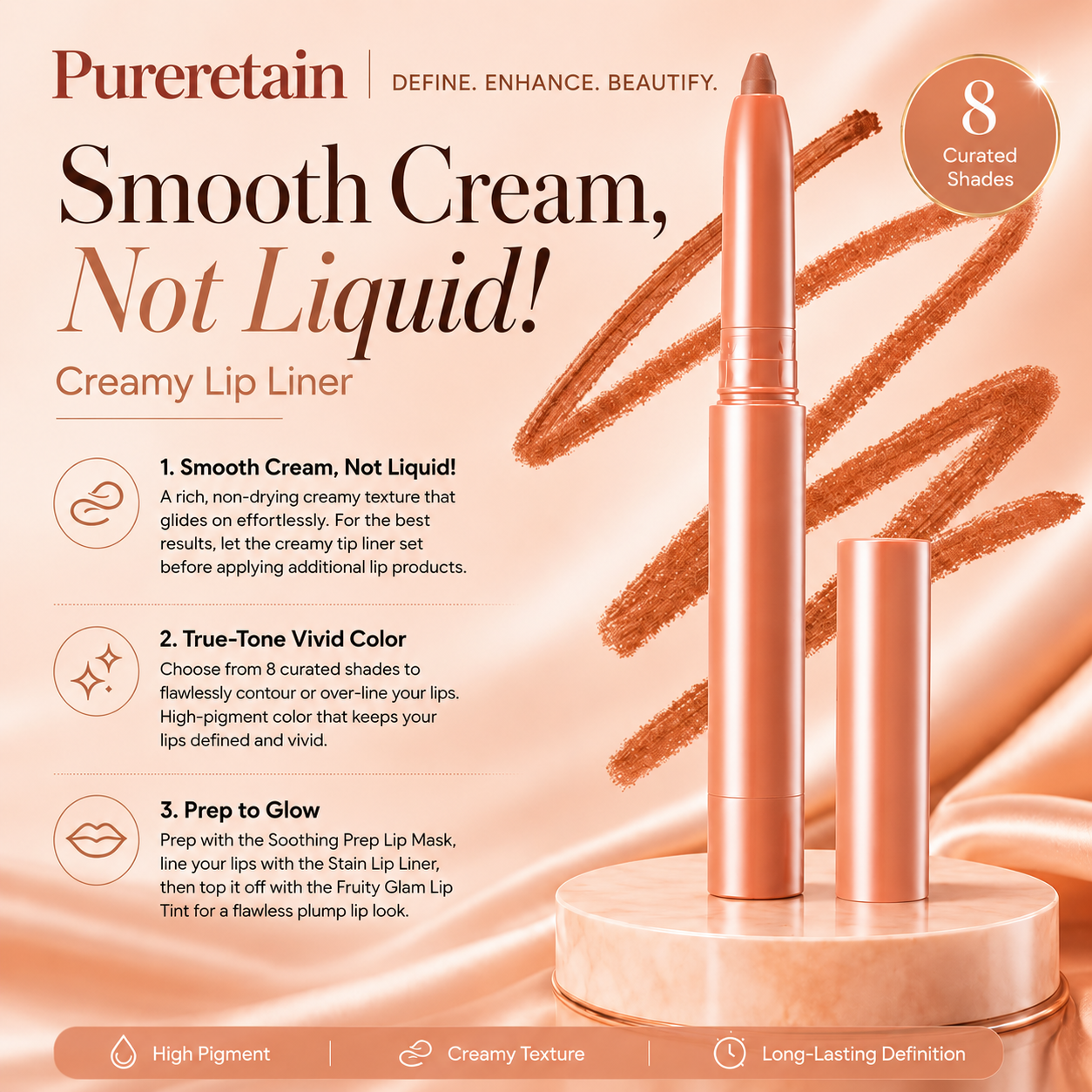Last Day Buy 1 Get 1 Free Easy Glide Lip Liner ¡ª Creamy, Blendable Color with Smooth Application, Summervibes
