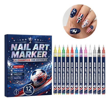 Pureretain World Cup Nail Art Marker Set | 12 Colors | Quick-Dry Fan Nail Designs