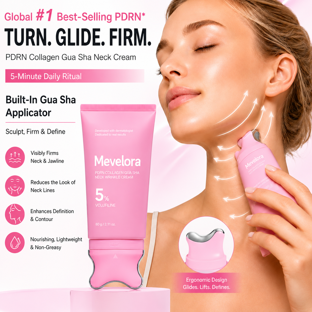 [NEW] Mevelora PDRN Collagen Gua Sha Anti-Wrinkle Neck Cream