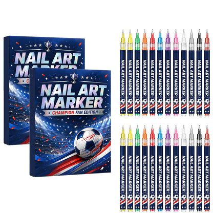 Pureretain World Cup Nail Art Marker Set | 12 Colors | Quick-Dry Fan Nail Designs