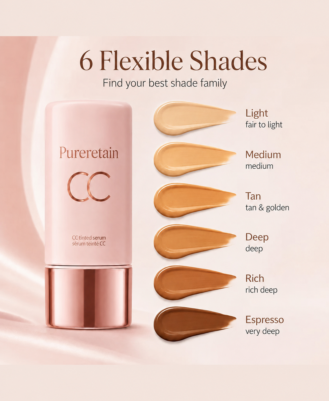 CC Color-Correcting Tinted Serum – Lightweight, Shade-Adaptive Coverage with 24H Hydration & 16H Waterproof Wear