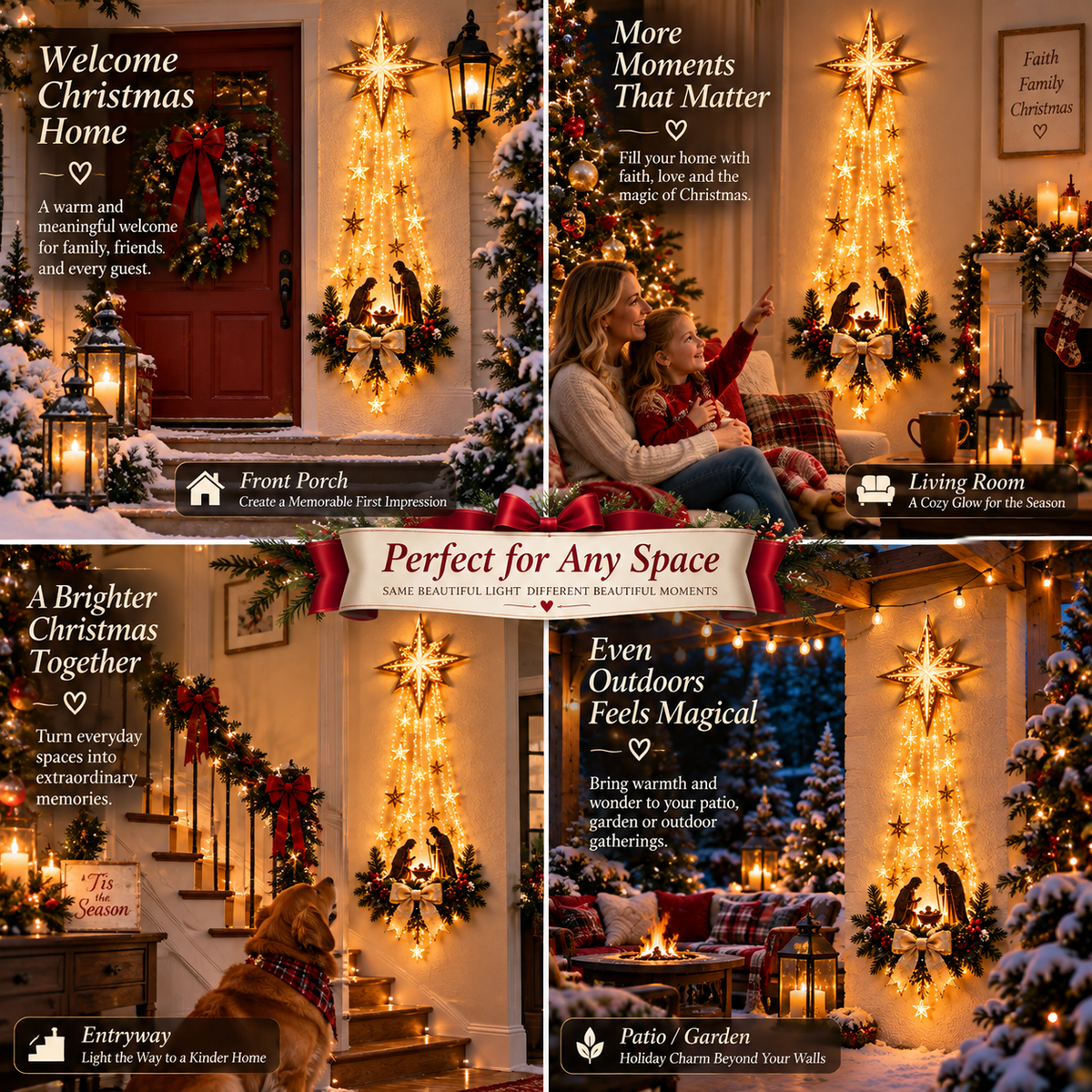 ✨ ✝️ Bethlehem Star of Faith – Illuminated Nativity Wall Decor