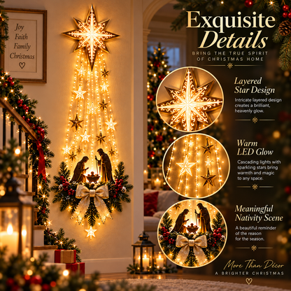 ✨ ✝️ Bethlehem Star of Faith – Illuminated Nativity Wall Decor