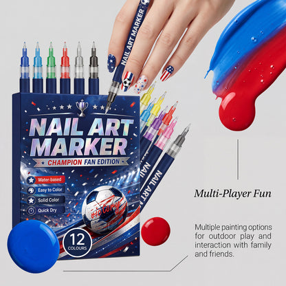 Pureretain World Cup Nail Art Marker Set | 12 Colors | Quick-Dry Fan Nail Designs