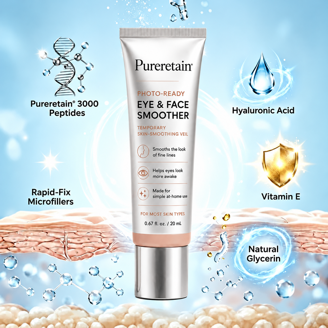 Pureretain™ Instant Face Temporary Tightener – Instant visible results in 60 seconds