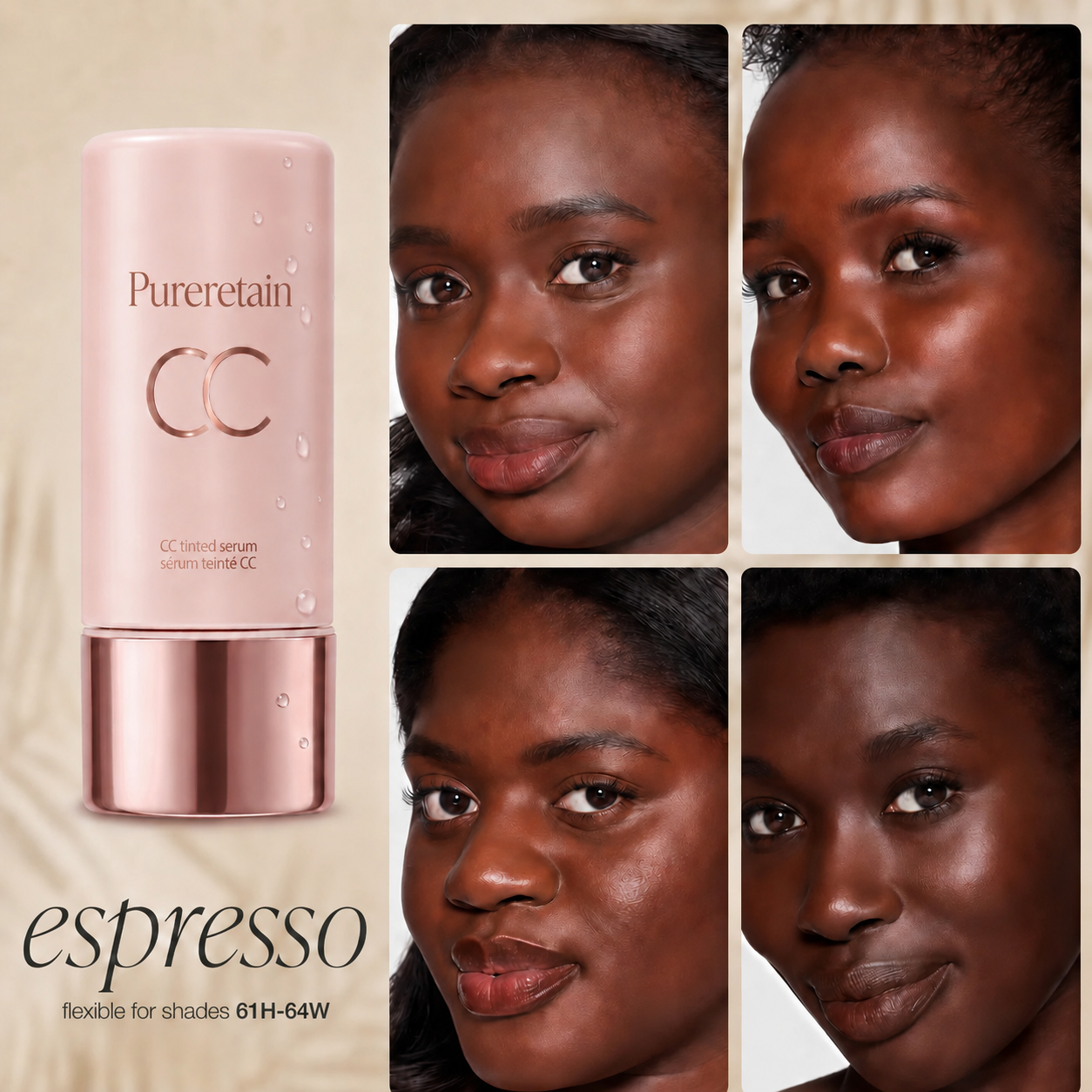 CC Color-Correcting Tinted Serum – Lightweight, Shade-Adaptive Coverage with 24H Hydration & 16H Waterproof Wear